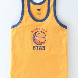 Simply Interlock  Sleeveless Set Of Vest With Basketball Print Pack Of 3 - Red Yellow & Blue image 2