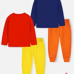 Trampoline Pack Of 2 Full Sleeves Tractor & Space Dino Text Printed Tees & Pajamas Set - Multi Colour image 3