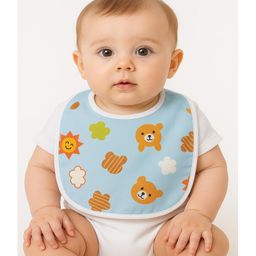 Sparkle Joy Free Size Reusable Cloth Diaper With Insert Pad 2 Pcs Diaper With 1 Pcs Insert 1 Pcs Feeding Bib- Blue image 2