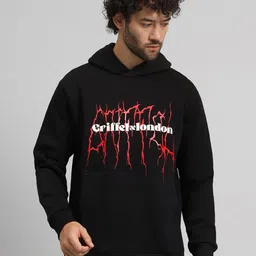 GRIFFEL Men Typography Printed Hood Fleece Pullover Sweatshirt-picture-20