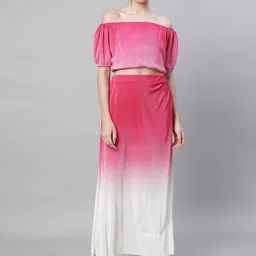 Global Republic Dyed Off Shoulder Straps Short Sleeves Top With Skirt-image-85