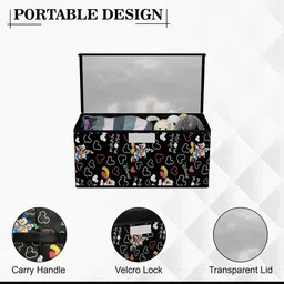 Kuber Industries Black & White 4 Pieces Printed Drawer Organisers With Transparent Lid image 5