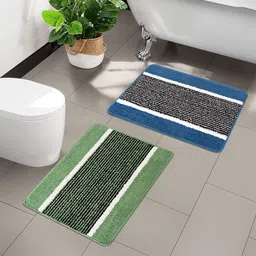 Kuber Industries 2-Pcs Blue & Green Patterned Anti-Skid Doormats-50