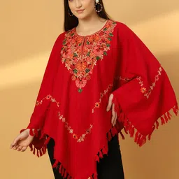 Zamour Women Embroidered Poncho with Embroidered Detail-image-20