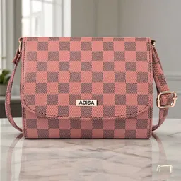 ADISA Checked Crossbody Structured Sling Bag-picture-2