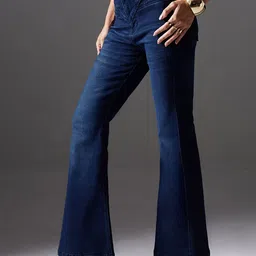 Miss Chase Women Bootcut High-Rise Low Distress Light Fade Stretchable Jeans-picture-40