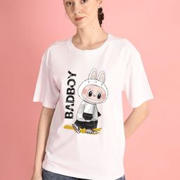 Bene Kleed Women Graphic Printed Round Neck Pure Cotton Oversized T-shirt-image-97
