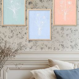 Kotart Brown & Blue 3 Pieces Wooden Floral and Botanical Wall Arts-picture-0