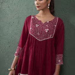 Anouk Women Floral Embroidered Gotta Patti Kurti-picture-25