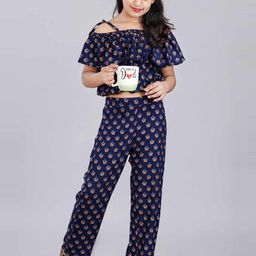 DMP FASHION Floral Print Flared Sleeve Cotton Top-image-98