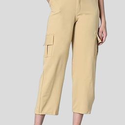 Moda Rapido Women Smart Loose Fit High-Rise Cargos Trousers-image-98