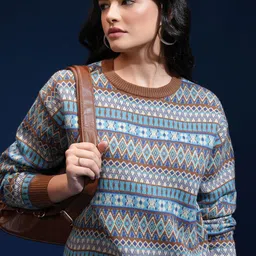 Tokyo Talkies Women Argyle Pullover Sweaters-image-66