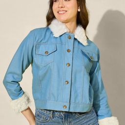 QIOA Women Lightweight Denim Jacket-image-5