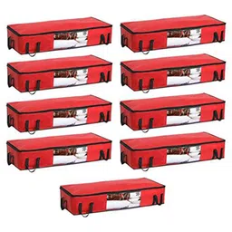 prettykrafts Red 9 Pieces Storage Bag Organisers-21