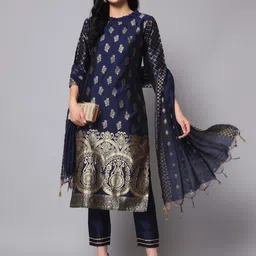 VredeVogel Women Woven Design Kurta with Trousers & Dupatta-54