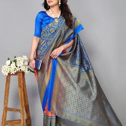 Lookmark Ethnic Motifs Woven Design Kanjeevaram Saree-picture-10