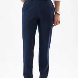 Snitch Men Textured Slim Fit Wrinkle Free Trousers-image-87