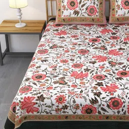 Myntra Elegant Homes Red & White Floral Cotton 210 TC King Bedsheet Set -2.54 m X 2.7432 m-image-31