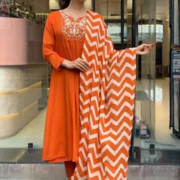 URMIR FASHION Women Embroidered Regular Thread Work Kurta with Palazzos & With Dupatta-picture-45