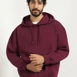 NOBERO Men Oversized Solid Hooded Sweatshirt-image-44