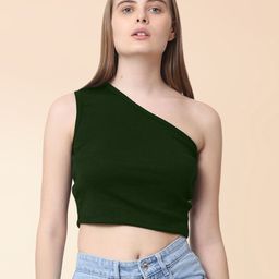 CareDone One Shoulder Crop Top-image-68