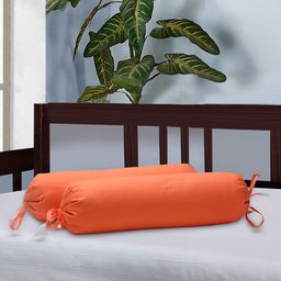 The Baby Atelier Bolster Cover With Fillers Solid Print - Orange-image-81