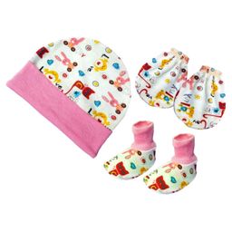 Brandonn New Cap Mittens & Booties Set Multi Print Pink  -  Diameter 12 cm-3