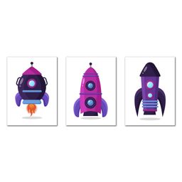 Wens Flying Rockets Set of 3 Sparkle Laminated Kids Wall Panels - Multicolor-picture-21
