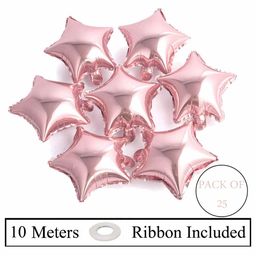 Amfin 9 Inches Star Shape Foil Balloons  Pink - Pack of 25-image-35