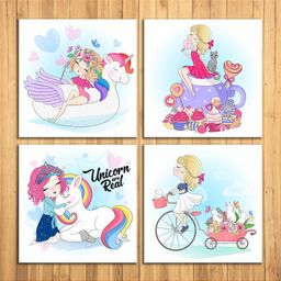 WENS Cute Princess Sparkle Laminated Wall Panels Set of 4 - Pink-image-23