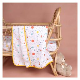 Kicks & Crawl Space Explorer Organic Reversible Blanket - White Yellow-image-28