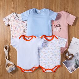 Kookie Kids Short Sleeves Onesies Multiprint Pack of 5 - Multicolour-picture-26