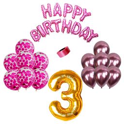 Shopperskart 3rd Birthday Balloon Decor Kit Pink - Pack Of 30-image-88