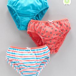 Honeyhap Premium Cotton Elastane Panties with Silvadur Antimicrobial Finish Floral Print Pack of 3 - Peach Blue-image-60