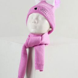 Babyhug Woollen Cap with Scarf Pink - Diameter 11 cm-picture-13
