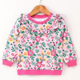 Babyhug Full Sleeves Sweatshirt Floral Print - Pink-image-46