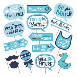 Zyozi Baby Shower Photo Booth Props Blue - 15 pieces-9