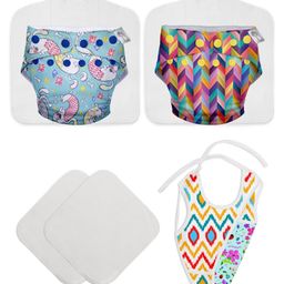SuperBottoms UNO Reusable Cloth Diaper With Reversible Bib Pack of 5 (Color May Vary)-22