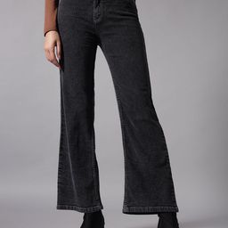 BAESD Women Flared High-Rise Slash Knee Jeans-image-77