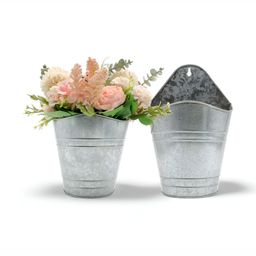 HOSLEY 2-Pcs Beige Textured Metal  Wall Planters-23