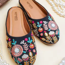 NYTY20 Women Embroidered Mules Flats-image-19