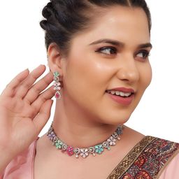 R A Enterprises Rhodium-Plated Alloy Jewellery Set-image-62