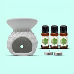 PEEPALCOMM 6Pcs White Textured Ceramic T-light Aroma Diffuser With Oils - 15 ml Each-image-26