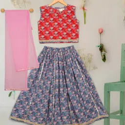 SAKA DESIGNS Girls Printed Ready to Wear Lehenga & Blouse With Dupatta-image-43