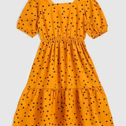 YK Girl Polka Dot Print Puff Sleeve A-Line Dress-picture-22