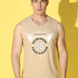 WOOSTRO Pack Of 2 Printed Pure Combed Cotton Gym VestsVWS26(98 RUST)(98 YELLOW)-16