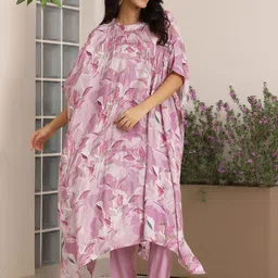 Libas Floral Printed Kaftan Tunic With Trousers-picture-0