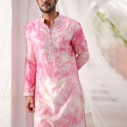 ASUKA Men Printed Regular Thread Work Linen Kurta with Salwar image 3