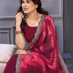The Textile Hub Tie and Dye Embroidered Pure Georgette Saree-picture-51