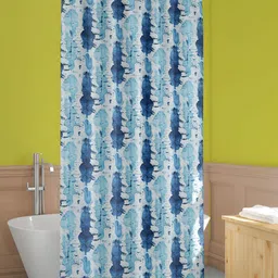 ArtzFolio White & Blue Abstract Printed Waterproof Shower Curtain-27